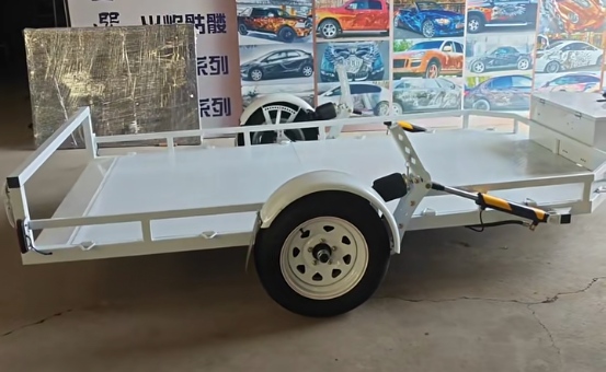 Customizable Putih Single-Axle remot kontrol Flatbed Trailer